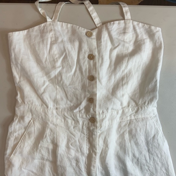 Faherty Ozzy Linen Jumpsuit relaxed leg front button sleeveless romper pants XL - Picture 7 of 14